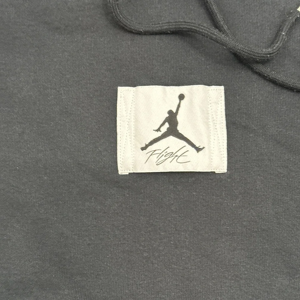 VTG Jordan Flight Hoodie Mens L Pullover Fleece Black EUC Center Chest Logo Fade